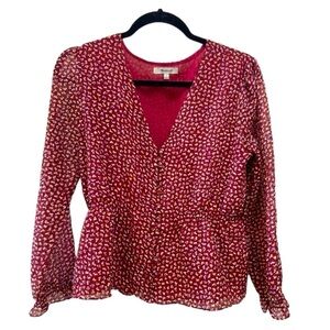 Madewell Small Floral Button Up Blouse Cranberry $50